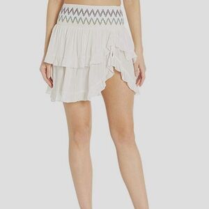 Soluna white ruffle cover up skirt
